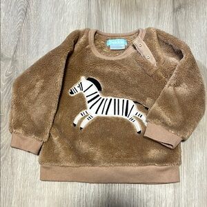 4/$20 Pekkle Brown Fleece Kids Top with Zebra Design 12M